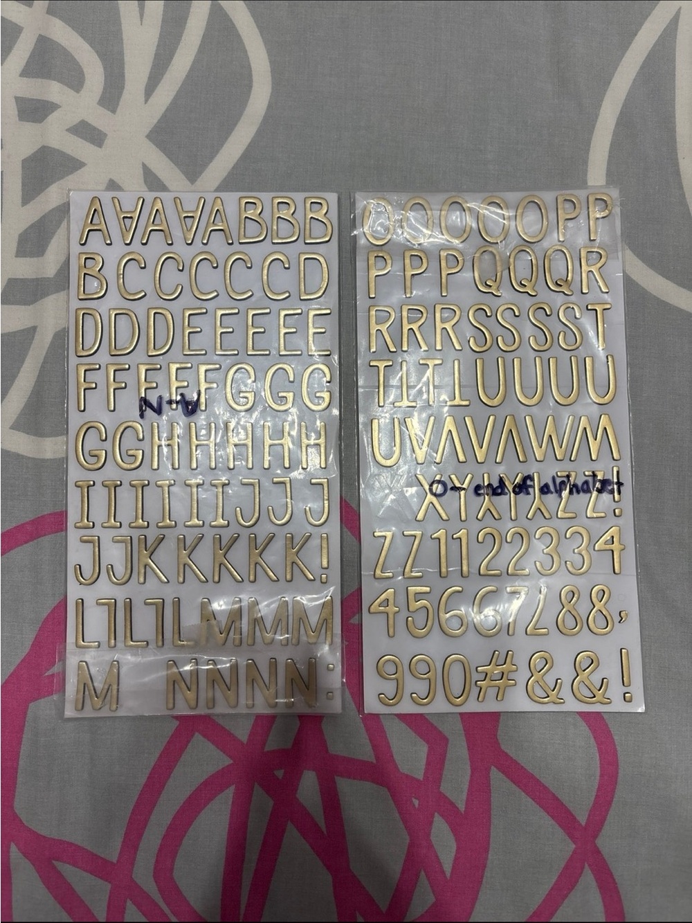 Mondo Llama Gold Metallic Alphabet and Number Foam Stickers